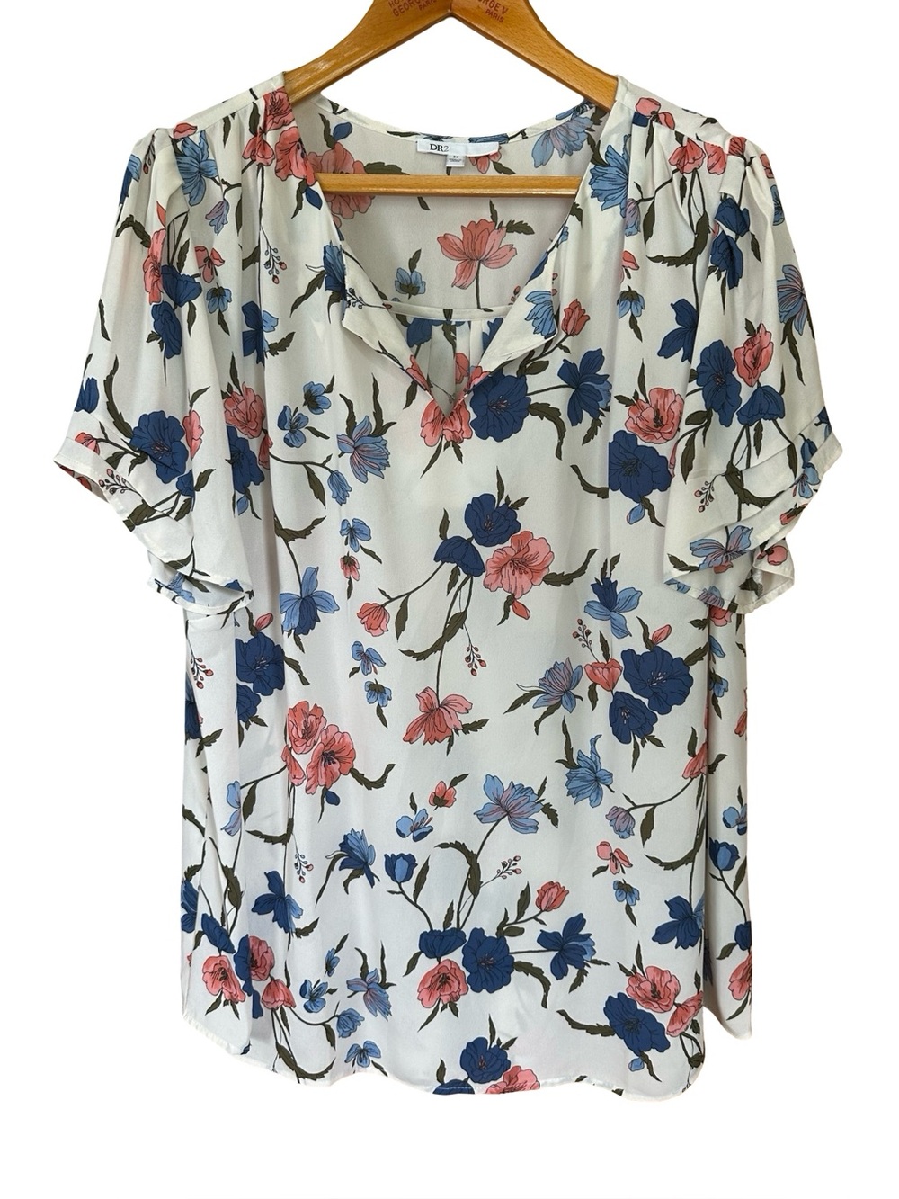 DR2 Floral Short Sleeved Blouse 3X